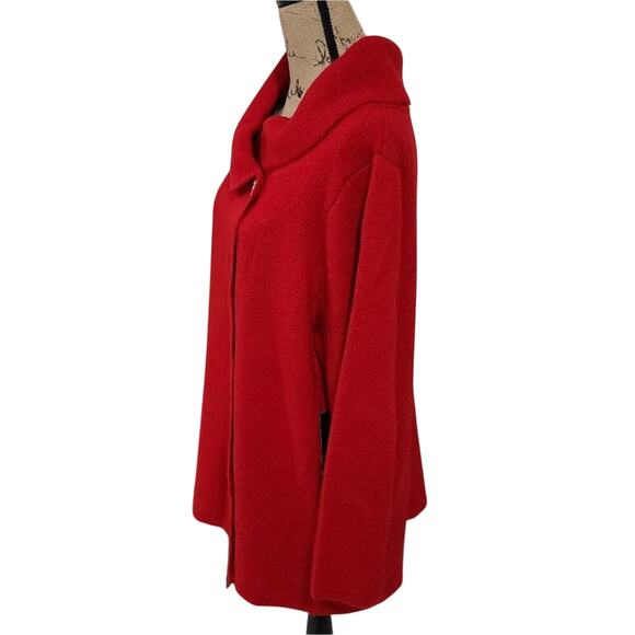 Adrienne Vittadini red wool blend sweater jacket Jackie O 60s style plus size 2X - Picture 8 of 8